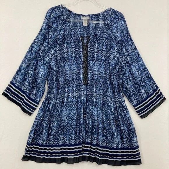 Catherines accordion pop over Artsy Beaded Blouse size 2x office professional - Picture 2 of 9